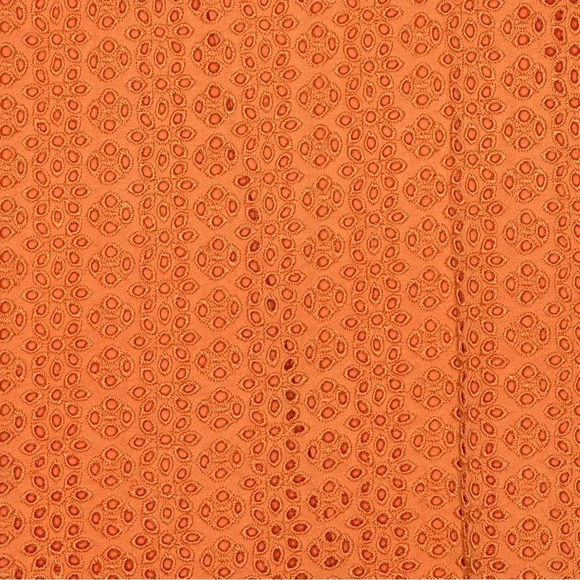 Croft & Barrow XL Shirt Top Orange Solid Short Sleeve Scoop Neck Lace Over Knit - Picture 2 of 7